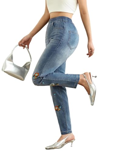 Skinny Jeans for Women High Waist Stretchy Classic High Rise Slimming Jeggings Denim Trousers Pants Embroidered Jeans