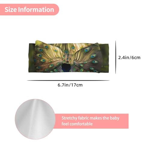 peacock spreading its tail Baby Headbands Soft Nylon Hairbands with Stretchy Bows Girls Hair Accessories for Newborn Infant Toddler Kids3