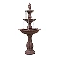 XBrand 3-Tier Freestanding Waterfall Fountain w/Pump & Pineapple Top, 51 Inch Tall, Brown, Large Outdoor Garden Fountain, Ideal for Garden, Porch, and Lawn