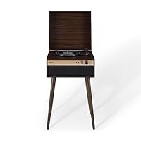 Crosley Jasper Bluetooth Record Player with 3-Speed Turntable & Built-in Speakers - Classic Vinyl Records Player in Walnut Wood Finish - Versatile Wireless Music System for Home Entertainment