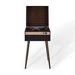 Vintage Meets Modern: This turntable for vinyl records combines mid-century aesthetics with cutting-edge tech - featuring rich walnut finish, gold accents, and tapered legs that transform any room into a sophisticated listening space Triple-Speed Ver...