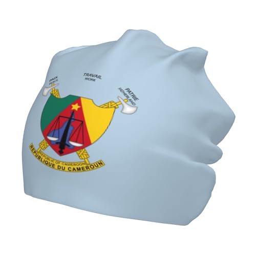 National Emblem of Cameroon Children Hip Hop Knitted Hat Kids Elastic Leisure Knit Cap Warm Sleep Beanies Black