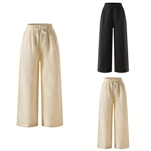 Pantalon palazzo fille taille élastique confortable jambes larges - 2