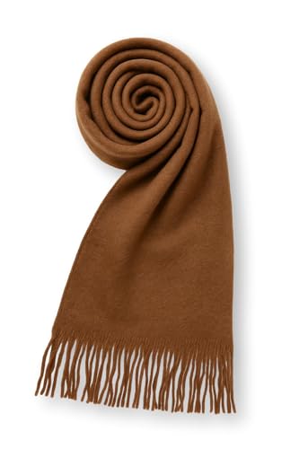 KARMA.DIEM WEicher Dicker aufgerauhter Winterschal XXL 180x65cm einfärbig mit dicken kordeln für Mann und Frau (Braun)