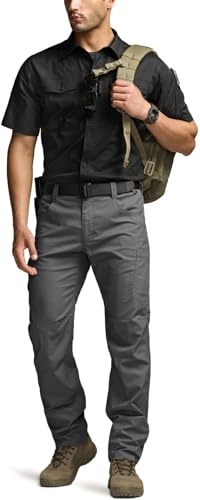 CQR Men's Short Sleeve Tactical Shirts, UPF 50+ Ripstop Military Work Shirts, Breathable Button Down Outdoor Hiking Shirt4