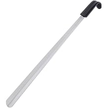 FootFitter Premium Long Stainless Steel Shoe Horn, 1.8mm Extra Thick, Leather Grip Handle for Easy Shoe Entry & Durability