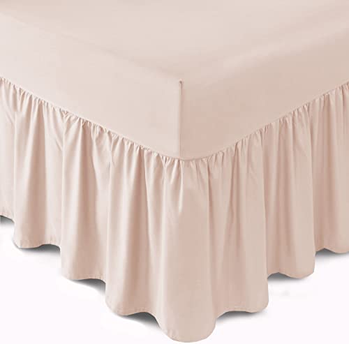 Bronwen Mathew Extra Deep Frilled Fitted Valance Sheet Small Double Bed Skirt Valance Fitted Sheets Blush, Soft Brushed Microfiber Easy Care Non Iron (4Ft Small Double, Blush)