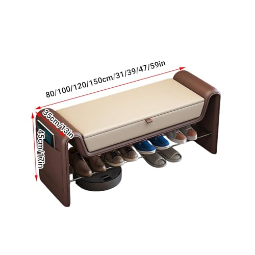 Banc à chaussures avec coffre de rangement kaki 80cm pour l'entrée - 3