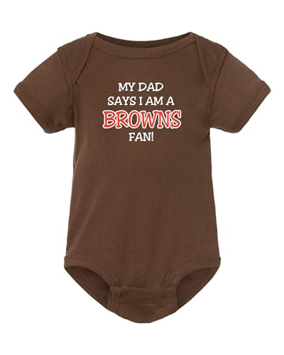 Campus Originals My Dad Says I am a Cleveland Football Fan Cute Baby Bodysuit - Brown