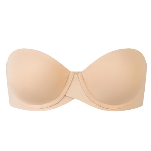 Image of MELENECA Women's Stay Put Padded Cup with Lift Underwire Push Up Strapless Bras