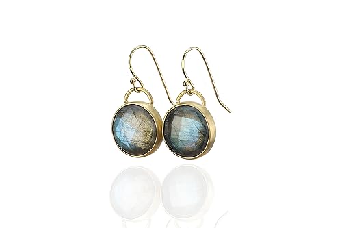 Longues boucles d'oreilles labradorite or 14k pendantes pour femme