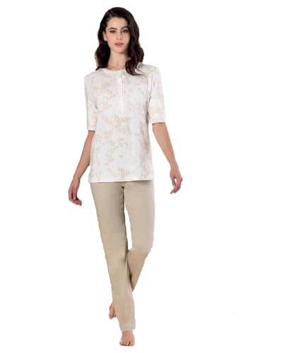 Leo Corsetteria Pijama Mujer Algodón Manga Corta Serafino Calibrado Linclalor 73227, 248 Azul Claro, 56