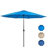 Oakcloud 9' Patio Pool Umbrella, 95% UV Protection Outdoor Table Market Umbrella with Push Button Tilt Adjustment/Crank, 8 Sturdy Ribs for Outside Yard Garden(Sky Blue)