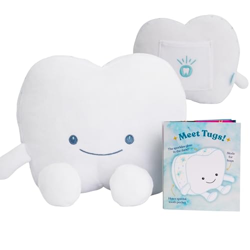Tooth Fairy Pillow for Kids with Tooth Pocket Tugs The Tooth Pillow Comfort Plush for Loose Teeth Big Feelings & Bedtime Glow in The Dark Ages 3+