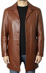 Cognac Super Leather Car Coat Men