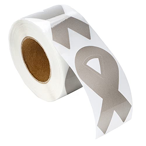 Gray Ribbon Awareness Stickers For Parkinson’s Disease, Brain Cancer, Asthma, Allergy And Diabetes Awareness - Perfect For Events, Support Groups, Fundraisers And More! (1 Roll -250 Stickers) #TOP1