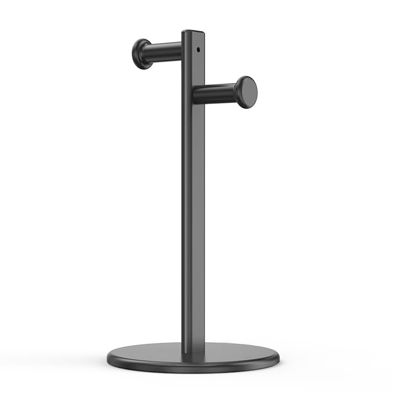 Dohaeris Aluminum Alloy Headphone Bracket Dual Hanger Headphone Brace Universal Headset Support Game Earphone Stand Rack Headphone Accessories (Black)