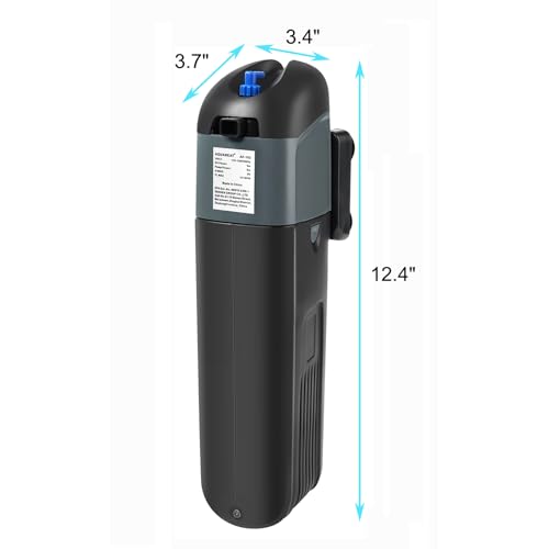 Image of AQUANEAT Aquarium Filter 9W with Spare UV Bulb Green Water Killer Submersible Pump Filter 211GPH for 150 Gallon Fish Tank