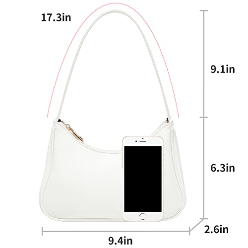 Loiral Shoulder Bags For Women, Cute Hobo Tote Leather Handbag Mini Clutch Purse With Zipper Closure, White #TOP6