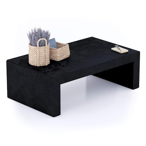 MOBILI FIVER, Mesa de Centro Angelica Cemento Negro, mesita salón, mesita Auxiliar Baja, Made In Italy