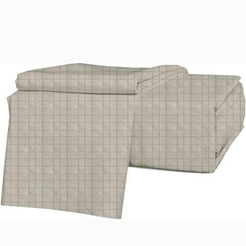 Cot Bed Sheets Set - 4 Piece Cot Sheets Set - Cot Size Sheets 33X75 Perfect For Narrow Twin, Rv Bunk, Camping Cot, Guest Bed Replacement-Sheets For Cot Bunk Bed, Smoky Taupe Satin Grid #TOP1