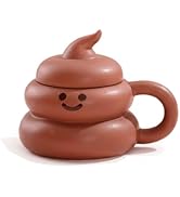 Funny Poop Mug, 10oz Cute Novelty Coffee Cup with Lid and Smiley Face - Hilarious Stress Reliever...