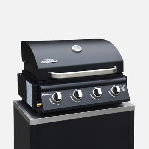 sweeek - Barbecue à gaz avec 4 brûleurs à poser avec récupérateur de graisse