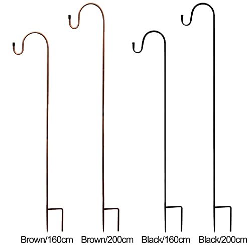 ZRSWV 2 Stück Garten-Schäfer-Haken, 200 cm, für den Außenbereich, verstellbare robuste Shepard-Stange zum Aufhängen von Pflanzen, Laternen, Lichtern, Hochzeitsdekoration, Braun