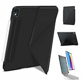 Wonzir iPad 第11世代 A16 ケース(11インチ 2025) マグネット吸着 第10世代 (10.9インチ 2022) ケース 超薄軽量 磁気吸着式 エッジ全面保護 耐衝撃 折りたたみスタンド 横/縦置き・角度調整可能・三角安定構造 オートスリープ機能 マグネット吸着 シンプル/おしゃれ (ブラック, iPad 第10/11世代)