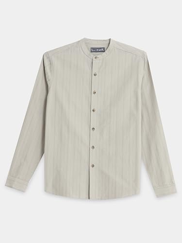 Image of StitchX Men's Full Sleeve Mandarin Collar Jacquard Shirt