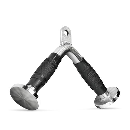 CAP Barbell Deluxe Triceps V-Bar with Rubber Handgrips – Cable Machine Attachment for Tricep Exercises, LAT Pulldown & Home Gym Workouts