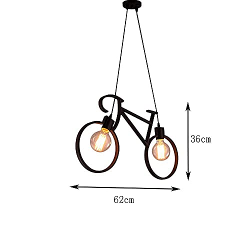 Lámpara de techo de bicicleta con 2 focos vintage de hierro forjado 6