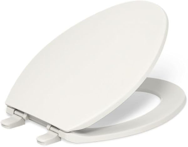KOHLER 20110-96 Brevia, Slow Close Toilet Seat, Elongated Toilet Seat, Grip-Tight Bumpers Quick-Attach Hardware, Biscuit