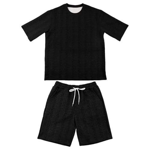 Ensemble d'été baggy homme survêtement de plage short t-shirt uni