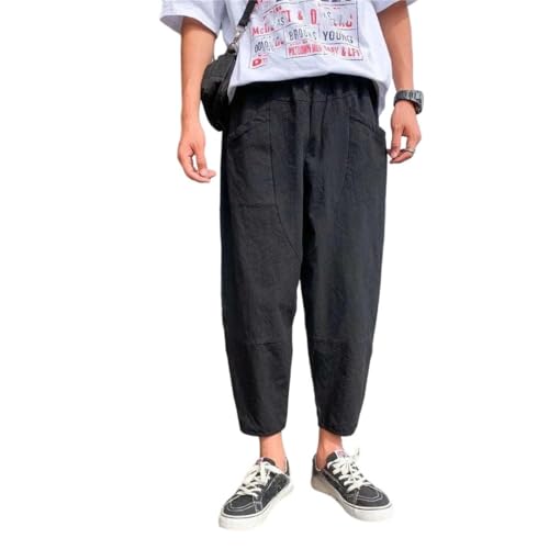 Men's Casual Pocket Trousers Polyester Korean Style Streetwear Long Pants