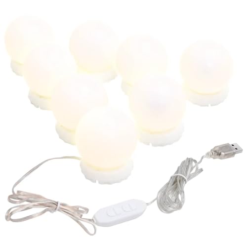 Teenpull Lámpara de espejo con 8 bombillas LED blanco cálido blanco frío ahorro de energía LED con función de cambio de color regulable, alimentado por USB, plástico, 4,5 cm de diámetro