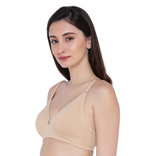 Image of Laavian Women's Wirefree Non Padded Plunge Neck Bra with Elasticated Support Band and Adjustable Shoulder Straps