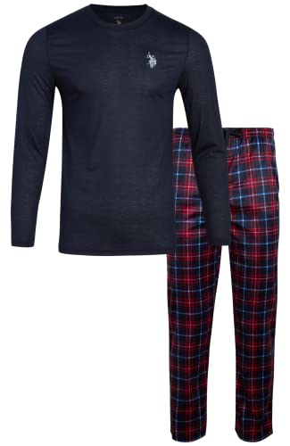 U.S. Polo Assn. Mens Pajama Set - 2 Piece Mens Long Sleeve Tee Shirts & Soft Fleece Pajama Pants for Men with Gift Box (S-XL)
