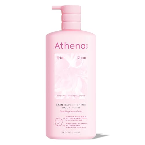 Athena Club Skin Replenishing Body Wash for Women, Sulfate Free Nourishing Cleanser with Niacinamide, Gently Cleanses Without Stripping, Petal Bloom Floral Scent, 18 fl oz