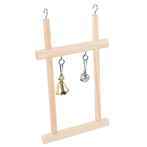 GANAZONO Cockatiel Bird Swing Stand with Bell Interactive Wood Perch for Parrots for Climbing and Chewing Bird Accessory for Birdcage Decoration