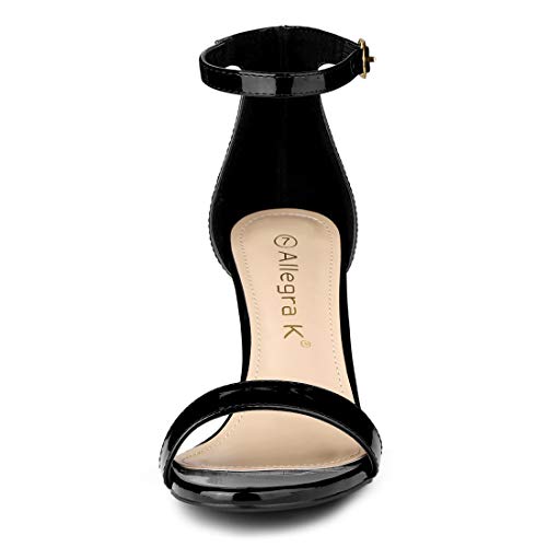 Allegra K Women's Ankle Strap Open Toe Stiletto Heels Black Sandals 7.5 M Us #TOP20