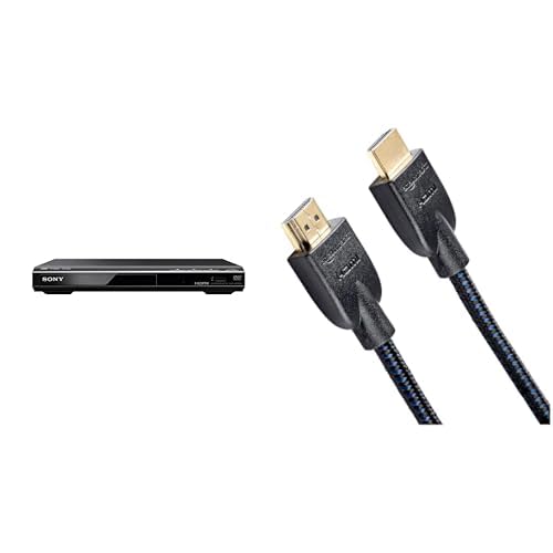 Sony DVP-SR760H Lecteur de DVD/Lecteur de CD (HDMI, Conversion ascendante 1080p, USB-Eingang, Lecture Xvid, Dolby Digital) noir & Amazon Basics Câble HDMI tressé 1,8 m