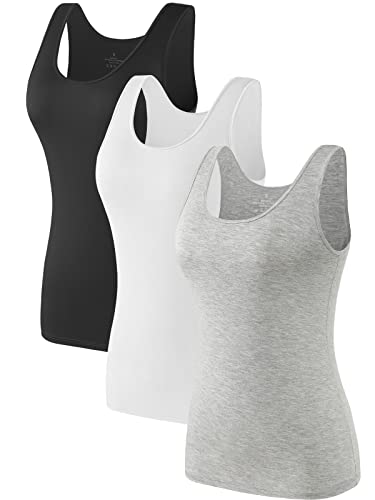 Image of Air Curvey 4 Pack Tank Top for Women Basic Undershirt Tanks Sleeveless Casual Shirts Soft Seamless Layering Tops