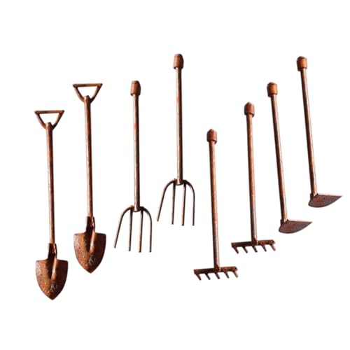 Abaodam 8Pcs Miniature Garden Tools Vintage Rusted Tool Decor for Fairy Garden and Terrarium Easy to Use Miniature Gardening Accessories for Indoor and Outdoor Spaces -  21DRM214P33NJ1