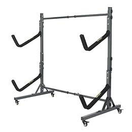 Bonnlo Kayak Stand Freestanding, Storage Rack for Two-Kayak, Canoe, Boat, Paddle Board, SUP, Surfboard for Indoor Outdoor Garage, Shed, Dock with Lockable Wheels Wide Adjustable Heavy Duty Holder