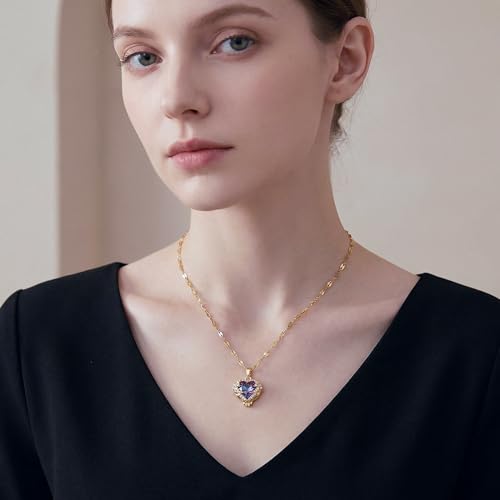 LisiZen 14K Gold Plated Heart Charm Necklace for Women, Cubic Zirconia Pendant Necklace, Elegant Gold Jewelry — view 2