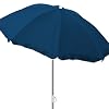 FineHome, Ø2m, strandscherm, parasol, tuinscherm, vouwbaar, polyester, blauw, met UV-bescherming