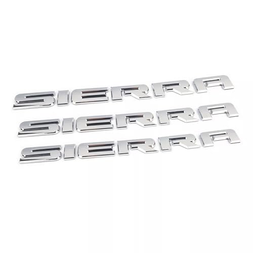 Image of 3PC Chrome Sierra Nameplates Letter Emblems Badges 2007 to 2019 Glossy for 2500Hd 3500Hd Sierra Emblem