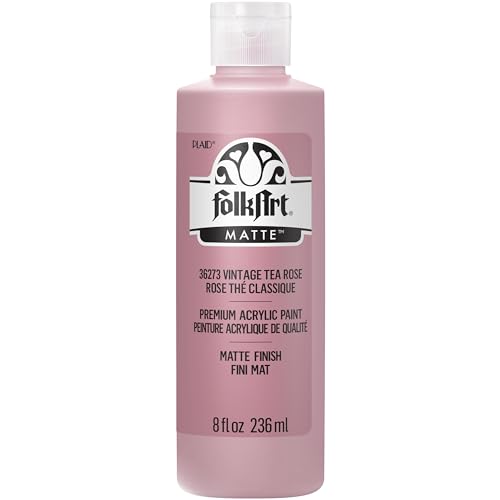 Image of FolkArt Acrylic Craft Paints, Vintage Tea Rose 8 fl oz Premium Matte Finish Paint, Perfect For Easy To Apply DIY Arts And Crafts, 36273