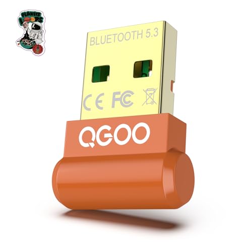 USB Bluetooth Adapter for PC - QGOO Bluetooth Dongle 5.3 EDR, Wireless Bluetooth Receiver for Desktop Computer Laptop Bluetooth Windows 8.1/10/11?orange-200?